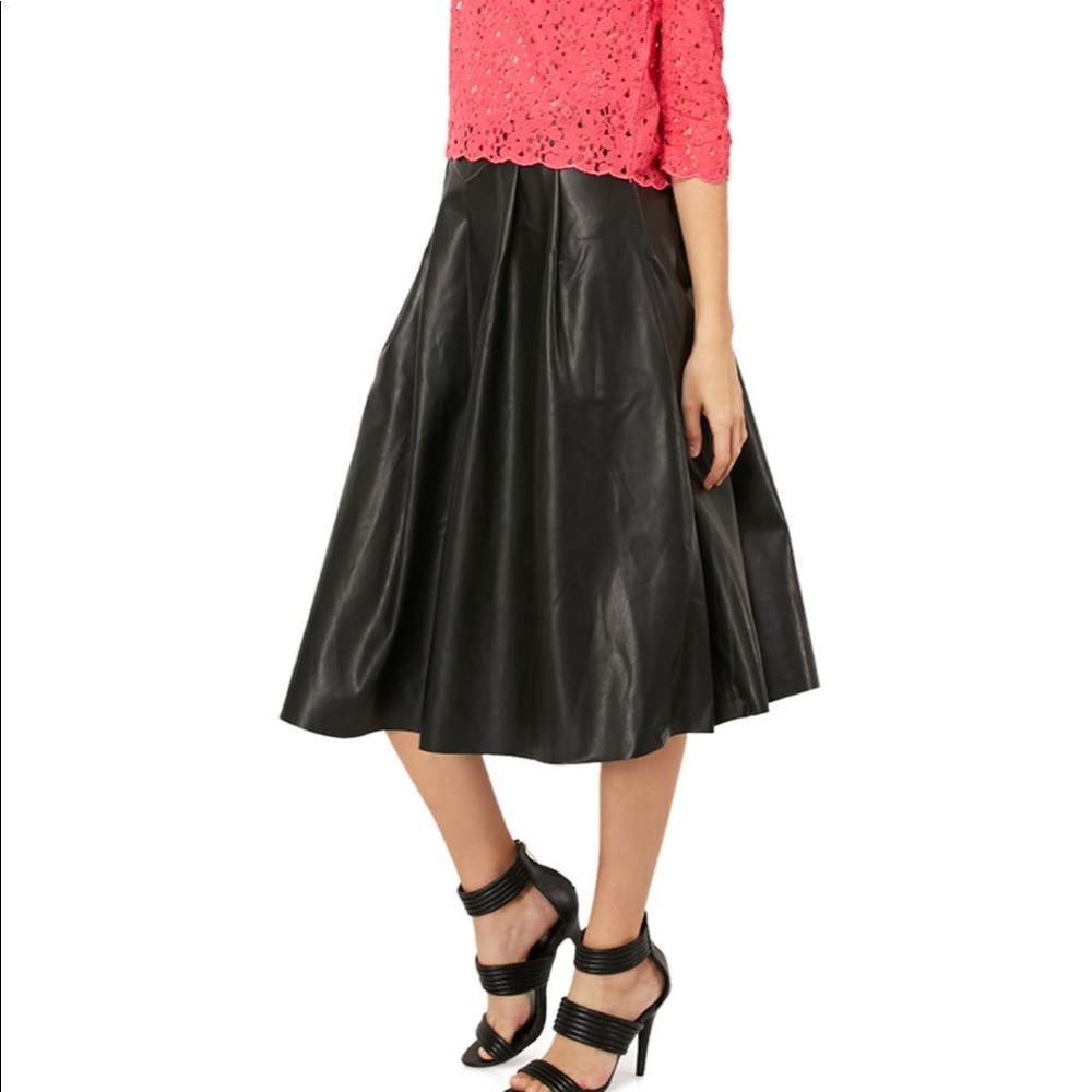 MIDI leather look a-line skirt